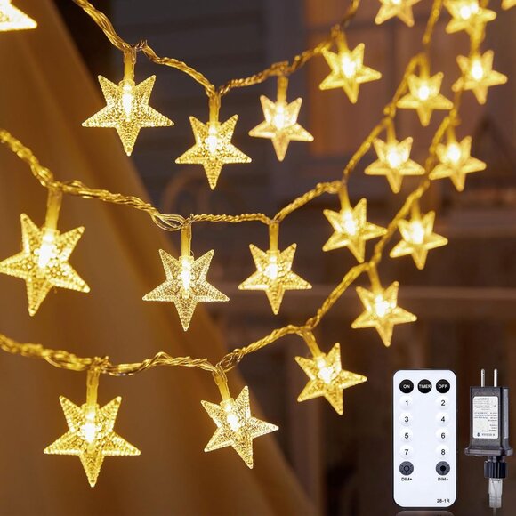Star String Lights Plug in - 33 ft 100 LED Star Fairy String Lights with Remote - Picture 1 of 9